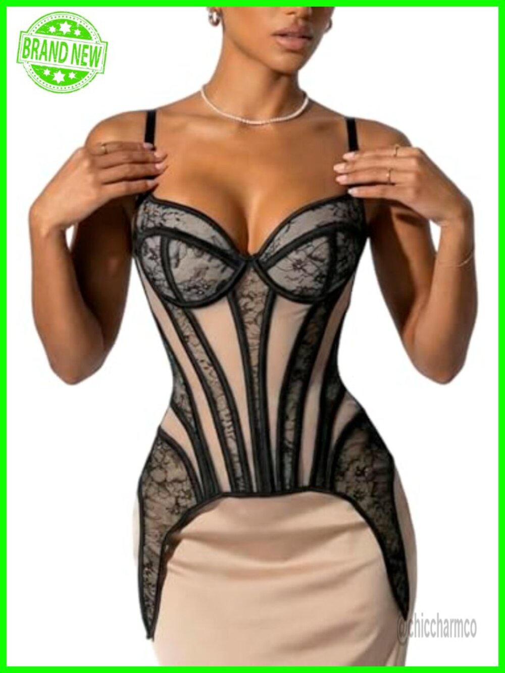 Overbust Lace Corset Top Longline Bustier Waist Cincher Steel Boned
